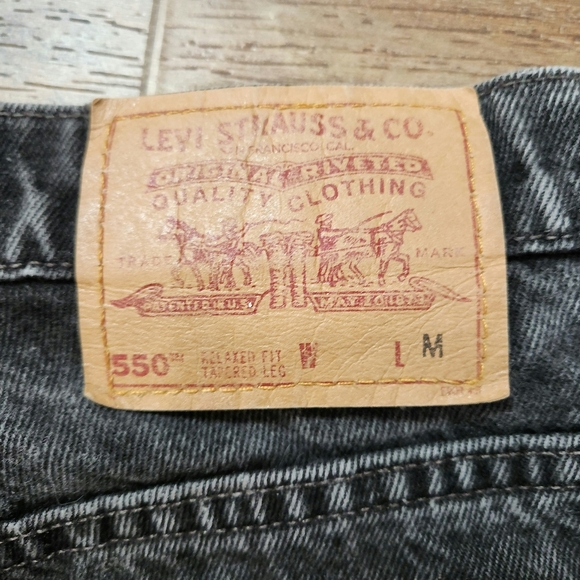 VINTAGE 90s Levi’s 550 Charcoal Relaxed Fit Tapered Leg Denim Jeans Size 12 P M - Picture 5 of 12